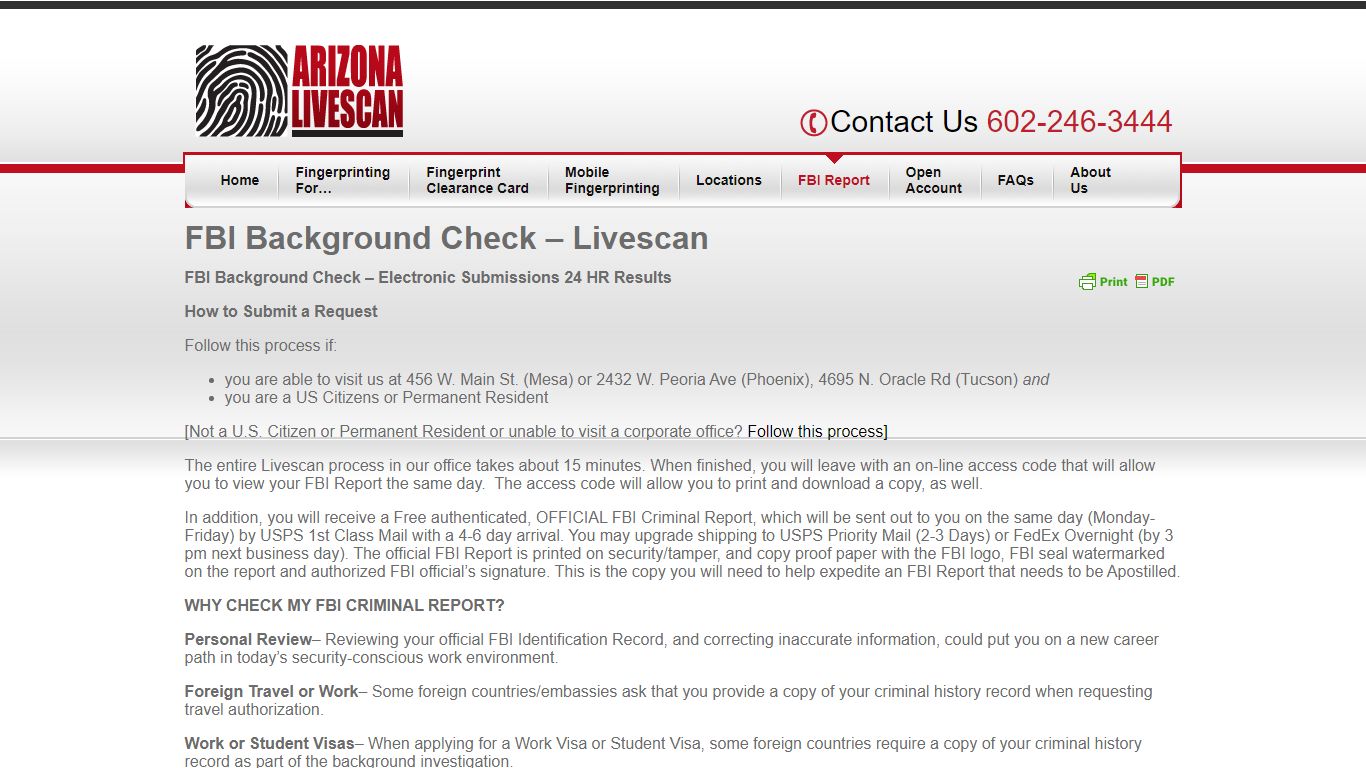 FBI Background Check - Livescan | Arizona Livescan Fingerprinting Network